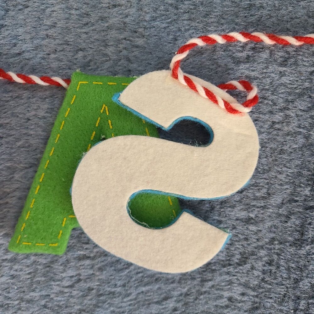 Colorful Felt Merry Christmas Banner Garland On Cord Holiday Decoration - Picture 9 of 9